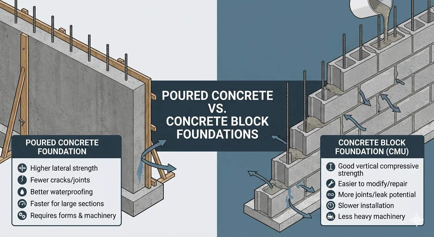 block foundation vs poured foundation concrete pumping in ontario