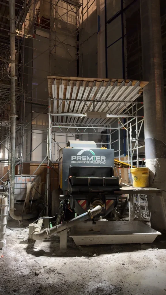 Placing boom pump, on ground level Premier Concrete Pumping in Ontario